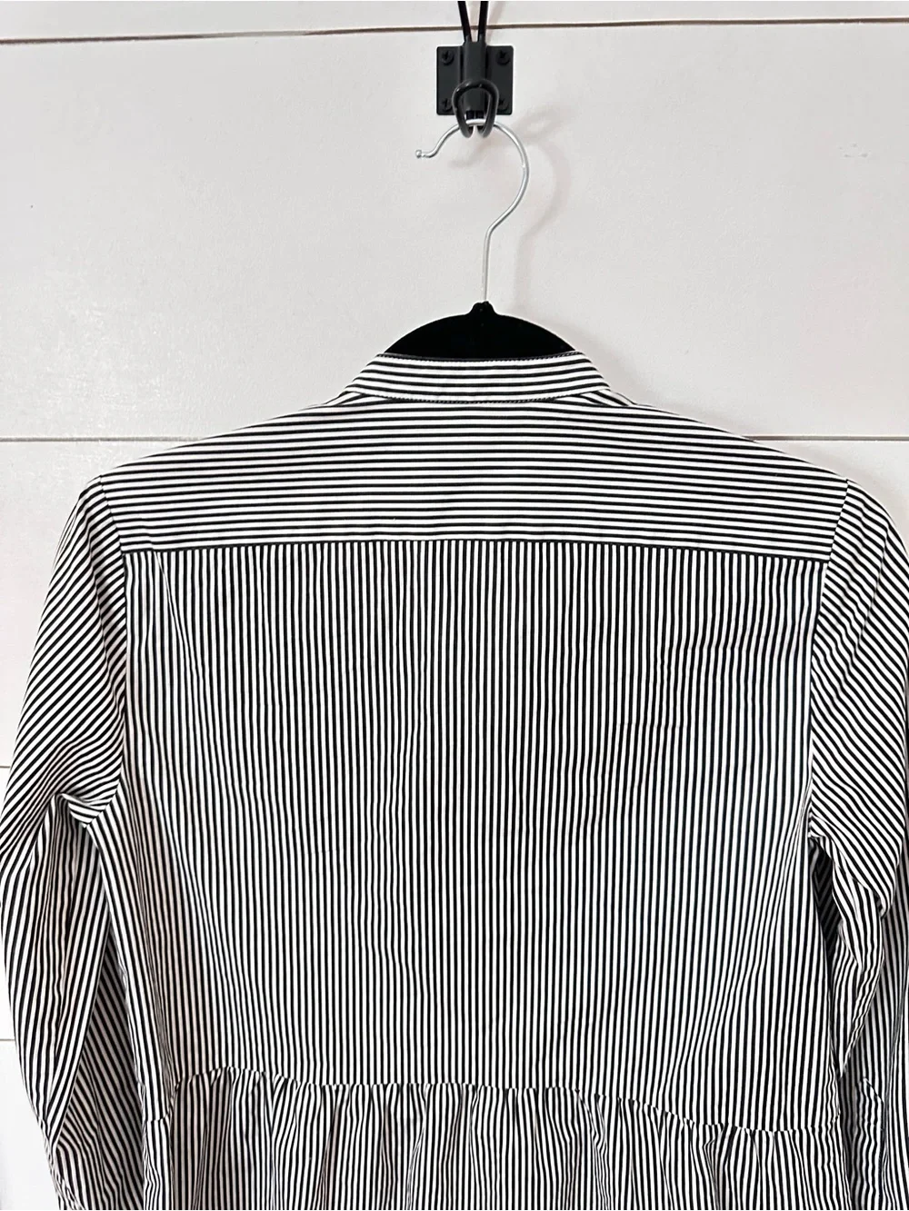 J Crew 4 striped peplum ruffle waist hidden button cotton button down workwear